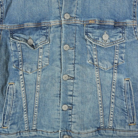 Vtg Polo Jeans Co. Ralph Lauren USA Flag Denim Jacket Youth L Women's S/Petite?? - Picture 4 of 16